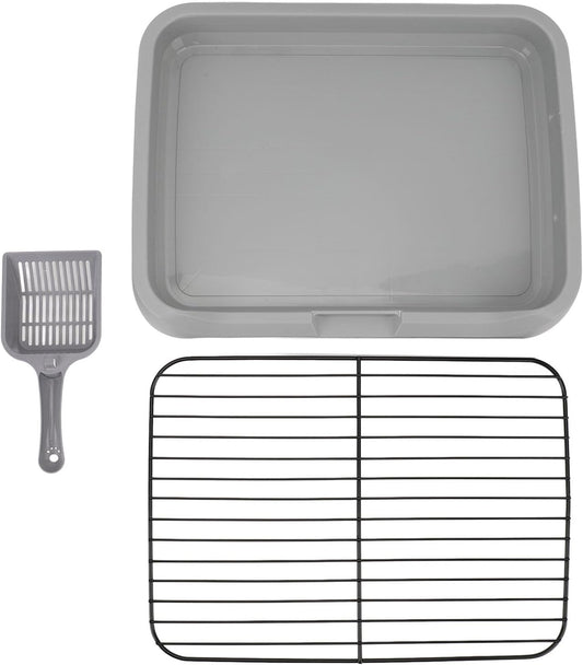 Dog Training Toilet, Puppy Potty Training Tray with Removable Mesh Design, Stable Structure Prevent Tipping for Small Medium Dogs, Indoor Dog Litter Box with Shovel and Net Frame