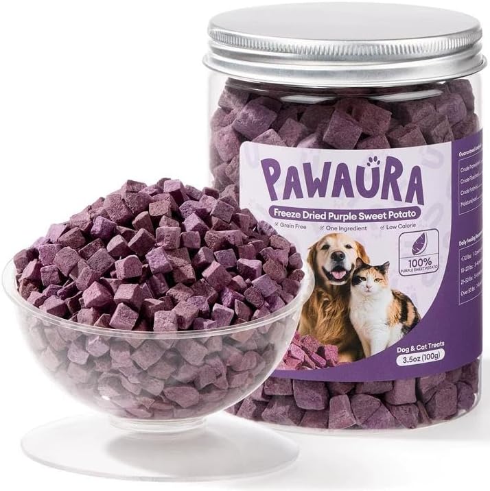 Freeze-Dried Purple Sweet Potato Treats for Dogs & Cats, All-Natural, Low Fat, High Fiber, No Preservatives, 100g