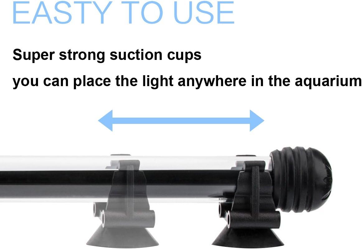 15 inches LED Aquarium Light, 2.5W Fish Tank Light Underwater Light Submersible Crystal Glass Lights, 21 LED Beads 12 Colors 19 Modes Brightness Adjustable Memory Function IP68 Waterproof