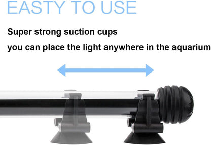 15 inches LED Aquarium Light, 2.5W Fish Tank Light Underwater Light Submersible Crystal Glass Lights, 21 LED Beads 12 Colors 19 Modes Brightness Adjustable Memory Function IP68 Waterproof