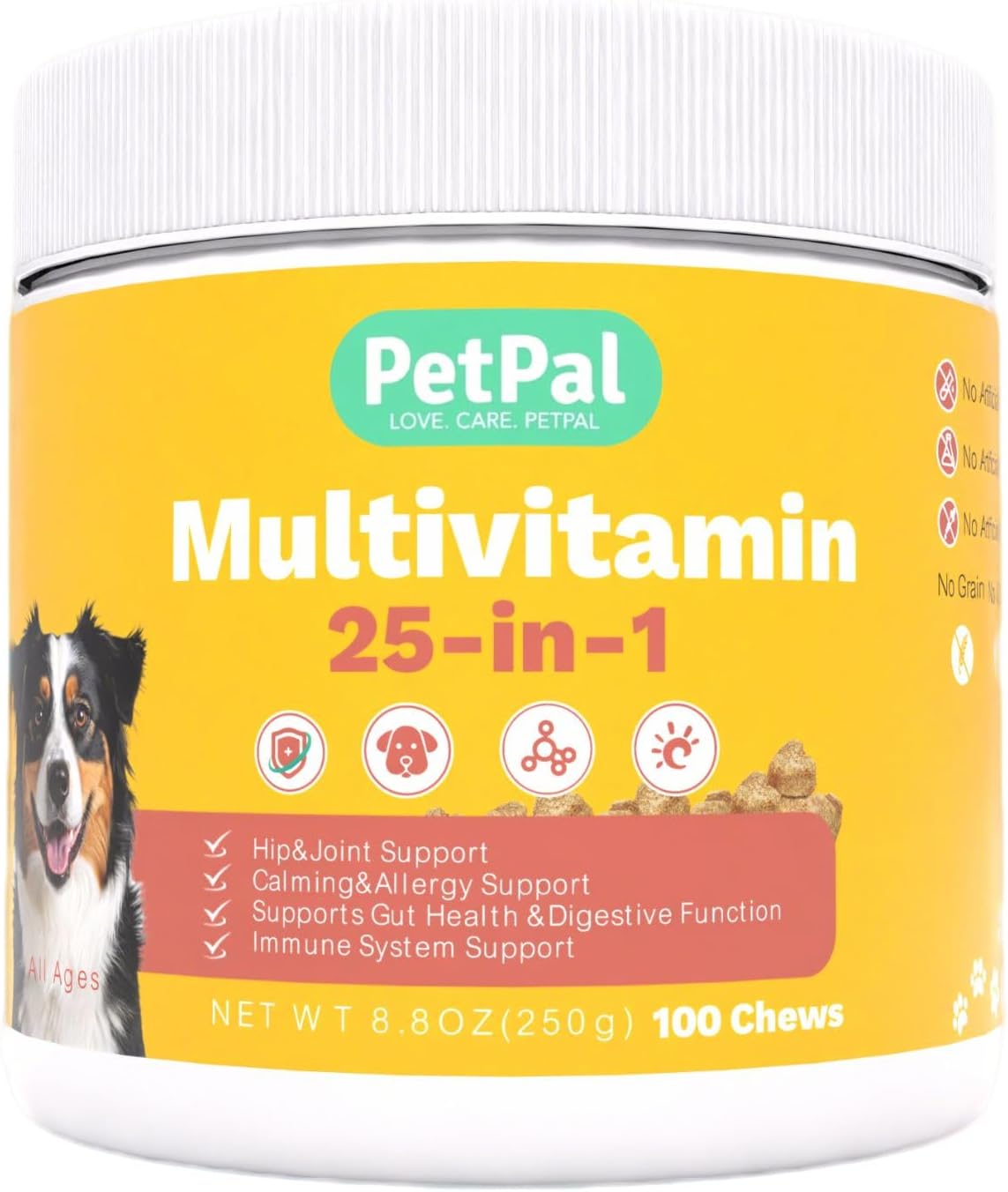 Healthy Grain-Free Dog Treats, Soft Chew with Vitamins for Training & Rewardings, Immune System Health, Joint Health, Low-Calorie, Zero Artificial Flavor and Coloring, 100 Count