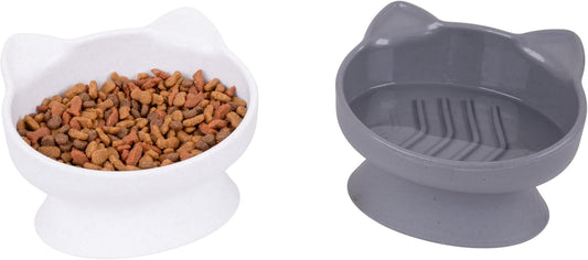 Kitty City Raised Cat Ear Bowls, Small Slow Eat Bowls 2pk (Modern)