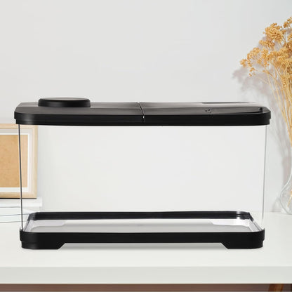 Small Aquarium, Turtle Tank Starter Kit with LED Light, Oxygen Generator, Hydropics Basket, Aquarium for Crabs, Fishes, Amphibians, Reptiles Enthusiasts Beginners