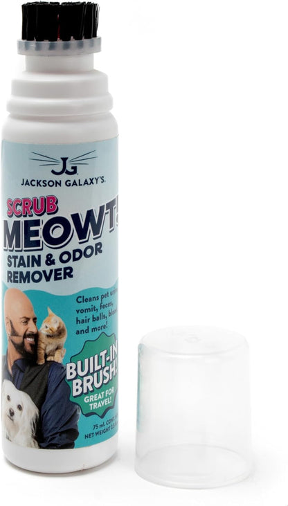 Jackson Galaxy Scrub Meowt! Stain & Odor Remover Travel Cleaner with Built In Brush, TSA Compliant Size, CO2 Powered