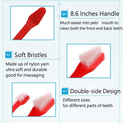 10 Pack Pet Dog Toothbrush, 2 Triple Head Pet Toothbrushes 3 Double Head Tooth Brush 5 Pack Finger Rubber Toothbrushes, Multi-Angle Dental Cleaning Brushes for Dog Cat Oral Dental Health