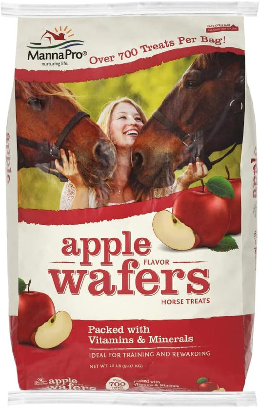 Manna Pro Apple Wafers - Treats for Horses - Packed with Vitamins & Minerals - Apple Flavored Horse Treats - 20 Pounds