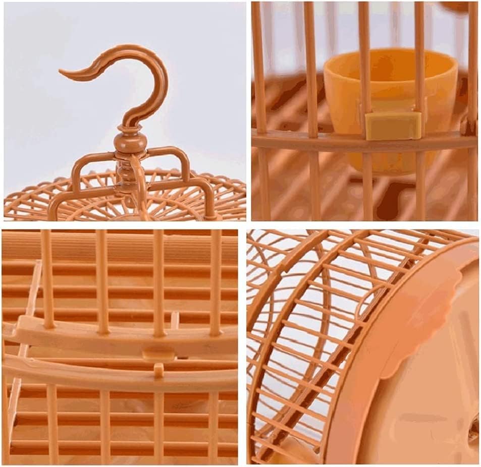 High-Strength Plastic Bird Cage, Vintage Round Birdcage with Rolling Stand, Waterproof Flight Bird Cage with Portable Hooks