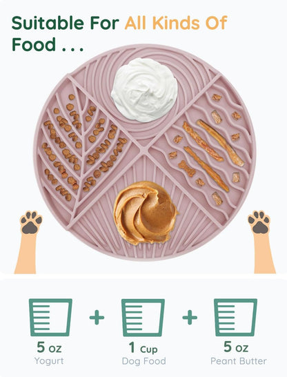 Slow Feeder Dog Bowls, Lick Mat for Dog, Silicone Dog Feeding Bowls with Suction Cups, Pink