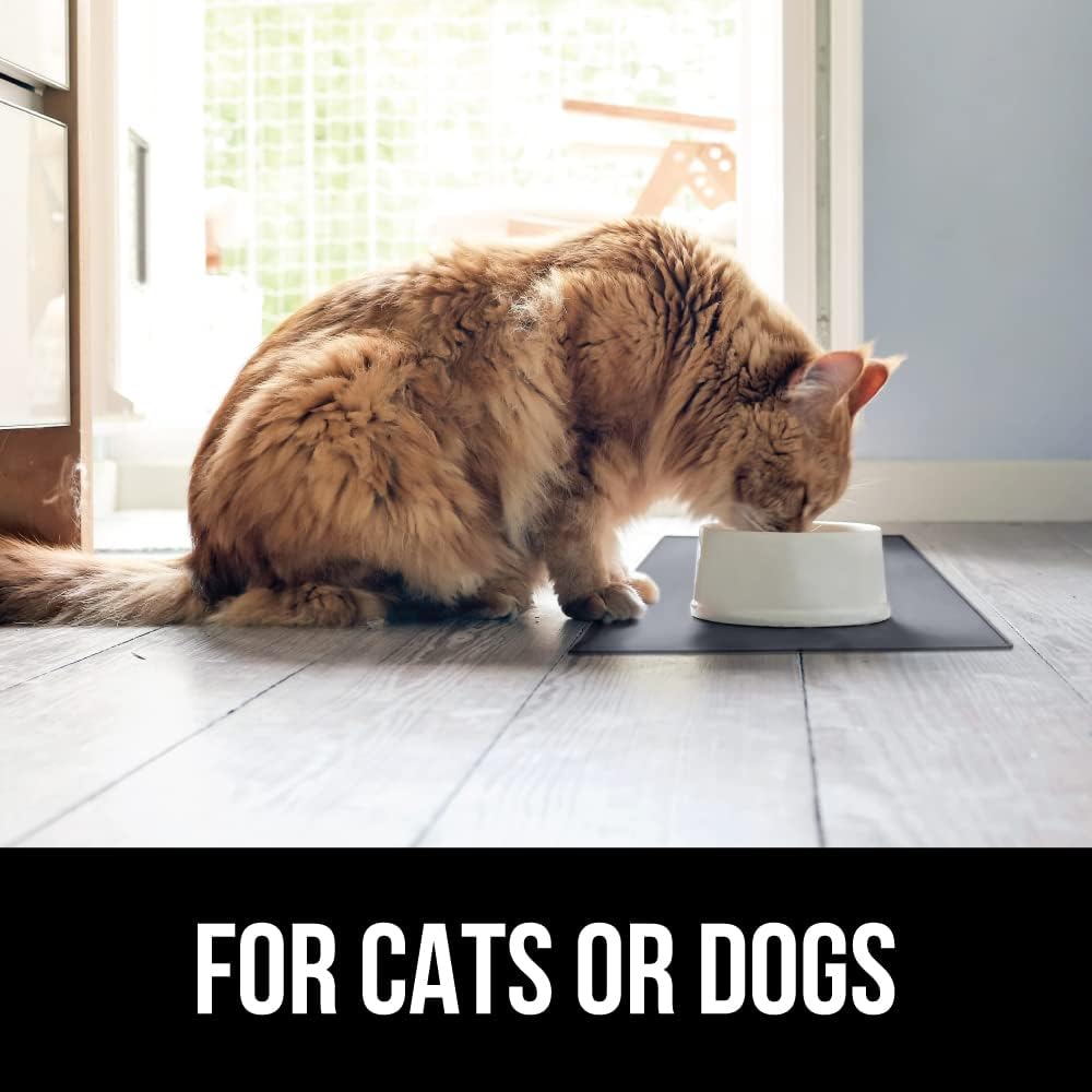 GORILLA GRIP Lick Mat for Dogs, 4Pack, Black/Green/Orange/RoyalBlue and Dog Food Mat, 18.5x11.5, Gray Bundle