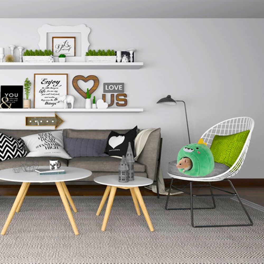 Guinea Pig Cave Bed, Small Animal Washable Cage Accessories Pet Hideout Bed House Anti-Slip for Hamsters,Chinchilla and Hedgehogs (Dinosaur)