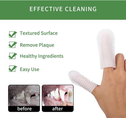 Pet Teeth Disposable Gentle Cleaning Wipes Multifunctional, Finger Toothbrush for Dogs & Cats Bad Breath Eliminator Removing Plaque & Tartar Buildup No-Rinse Gum Care Pet Wipes 55