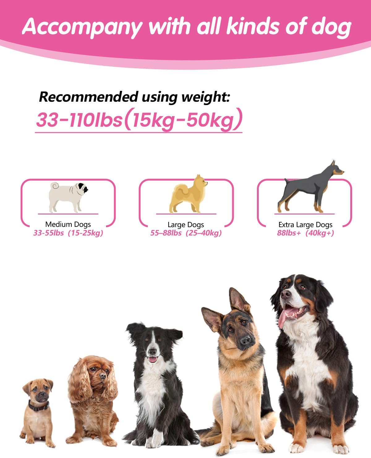 Hands Free Dog Leash & Car Seatbelt, 5.9-9.5ft Crossbody Dog Belt with Dual Soft Handles, Shock-Absorbing, 360° Clip, Reflective Design for Walking, Running, Hiking, Travel. (Rosered)