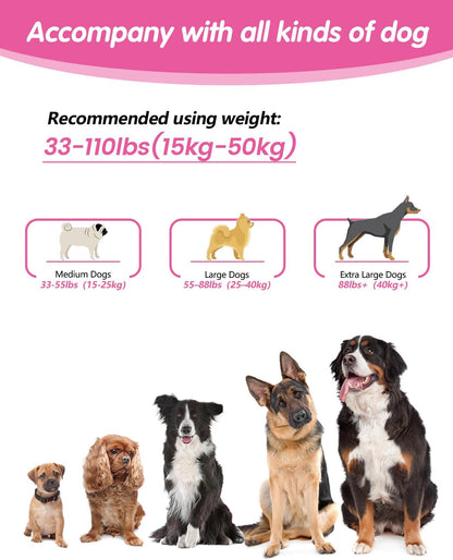 Hands Free Dog Leash & Car Seatbelt, 5.9-9.5ft Crossbody Dog Belt with Dual Soft Handles, Shock-Absorbing, 360° Clip, Reflective Design for Walking, Running, Hiking, Travel. (Rosered)