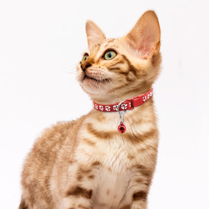 Quacc 6pcs Puppy Collars, Puppy Whelping Collars Colourful Adjustable Dog Collar 19-32CM Paw Print Collar with Bell for Small Dog Cats