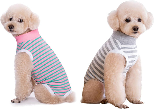 2 Packs Pet Dog Recovery Suit, Puppy After Surgery Onesie for Female Male Dogs, Dogs Cats, Dog Abdominal Wounds Bandages Cone E-Collar Alternative (XS,Grey)