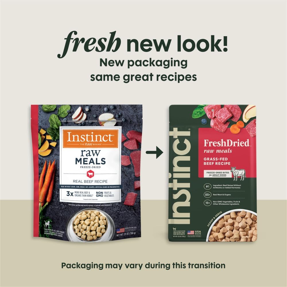 Instinct Freeze Dried Raw Meals, Natural Dry Dog Food, Grain Free - Real Beef, 25 oz. Bag