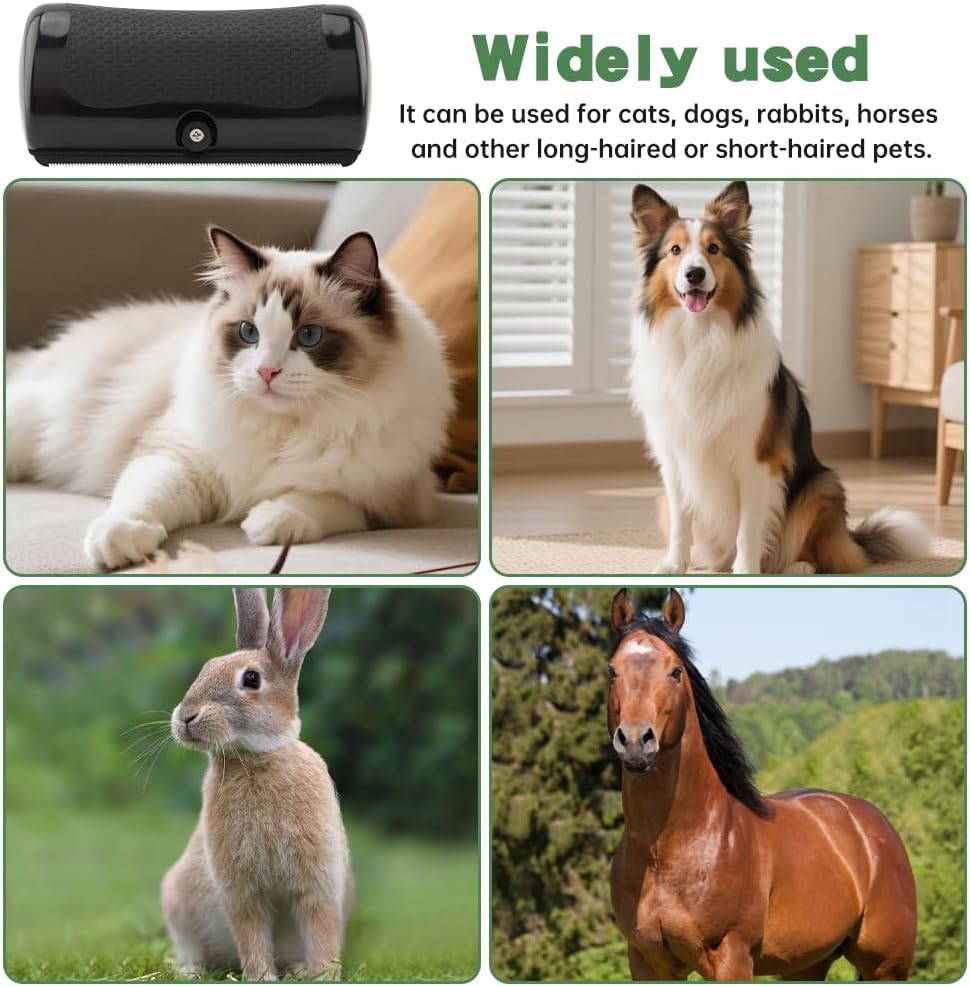 Deshedding Dog Brush Pets Shedding & Grooming Tools with 1 Steel Comb Pet Hair Removal Tool for Cats, Dogs, Horses(Color:Black)