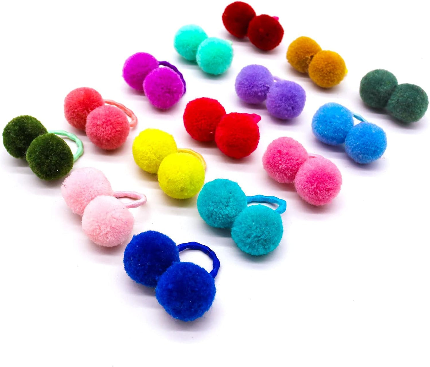 50pcs Dog Hair Puff Ball Bows, Pet Small Dog Hair Round Bows with Rubber Bands, Mix Multiple Colour Handmade Pet Puppy Dog Grooming Puff Bows for Yorkie Dog Cat Girl Hair Accessories