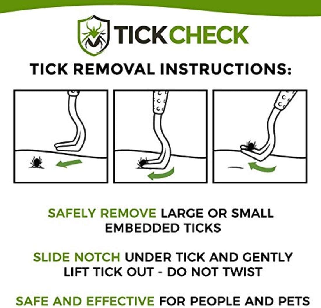 TickCheck Tick Remover Value 3 Pack - Tick Remover Tools + Tick Identification Card - for Humans, Dogs & Cats (1 Set)