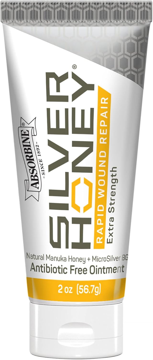 Absorbine Silver Honey Rapid Wound Repair Ointment 2oz Tube, Manuka Honey + MicroSilver BG, Horse & Large Animal Wound Care