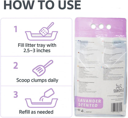 Lavender Scented Clumping Cat Litter – 17.2 lb / 9L, Dust-Free, Odor Control