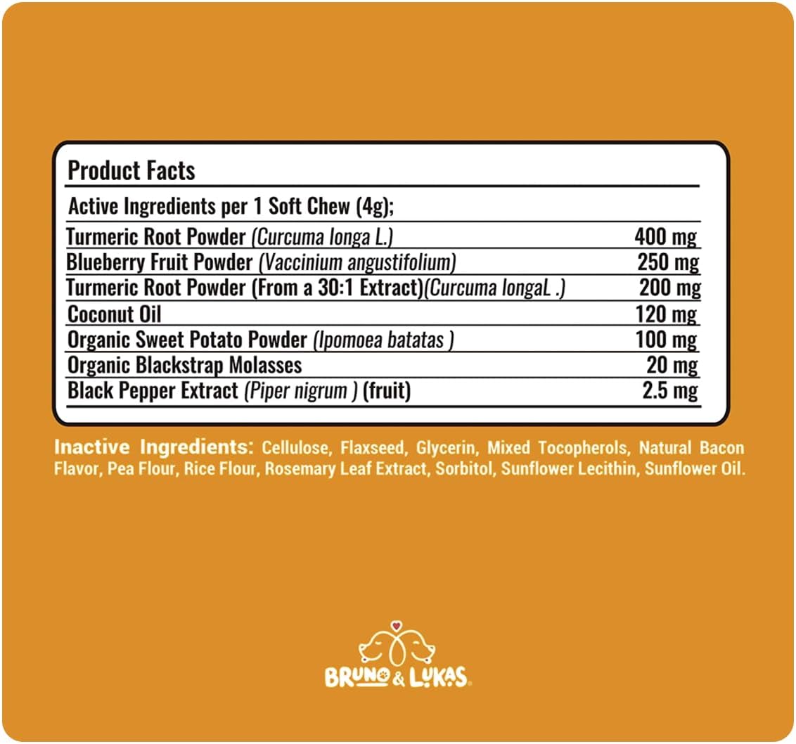 Turmeric & Multivitamin Chews for Dogs – 10-in-1 Supplement with Glucosamine, Curcumin, Omega Fish Oil & Antioxidants – Joint Pain Relief, Immune, Digestive, Skin & Coat Support (90 Chews)