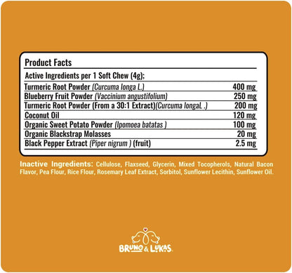 Turmeric & Multivitamin Chews for Dogs – 10-in-1 Supplement with Glucosamine, Curcumin, Omega Fish Oil & Antioxidants – Joint Pain Relief, Immune, Digestive, Skin & Coat Support (90 Chews)