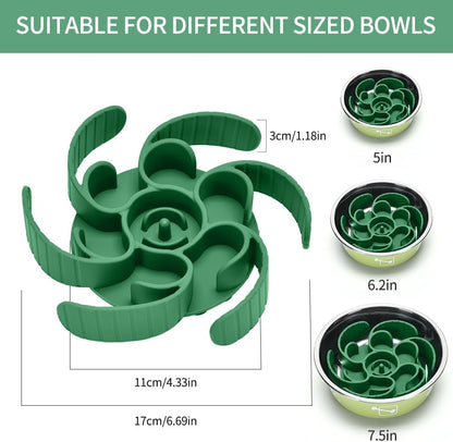 Slow Feeder Dog Bowls Insert,Third Generation upgradedSuper Firm Eating Bowl（Cuttable） for Large Breed and Medium Small Size Compatible with Regular Elevated Metal Glass Dog Bowl (Green)