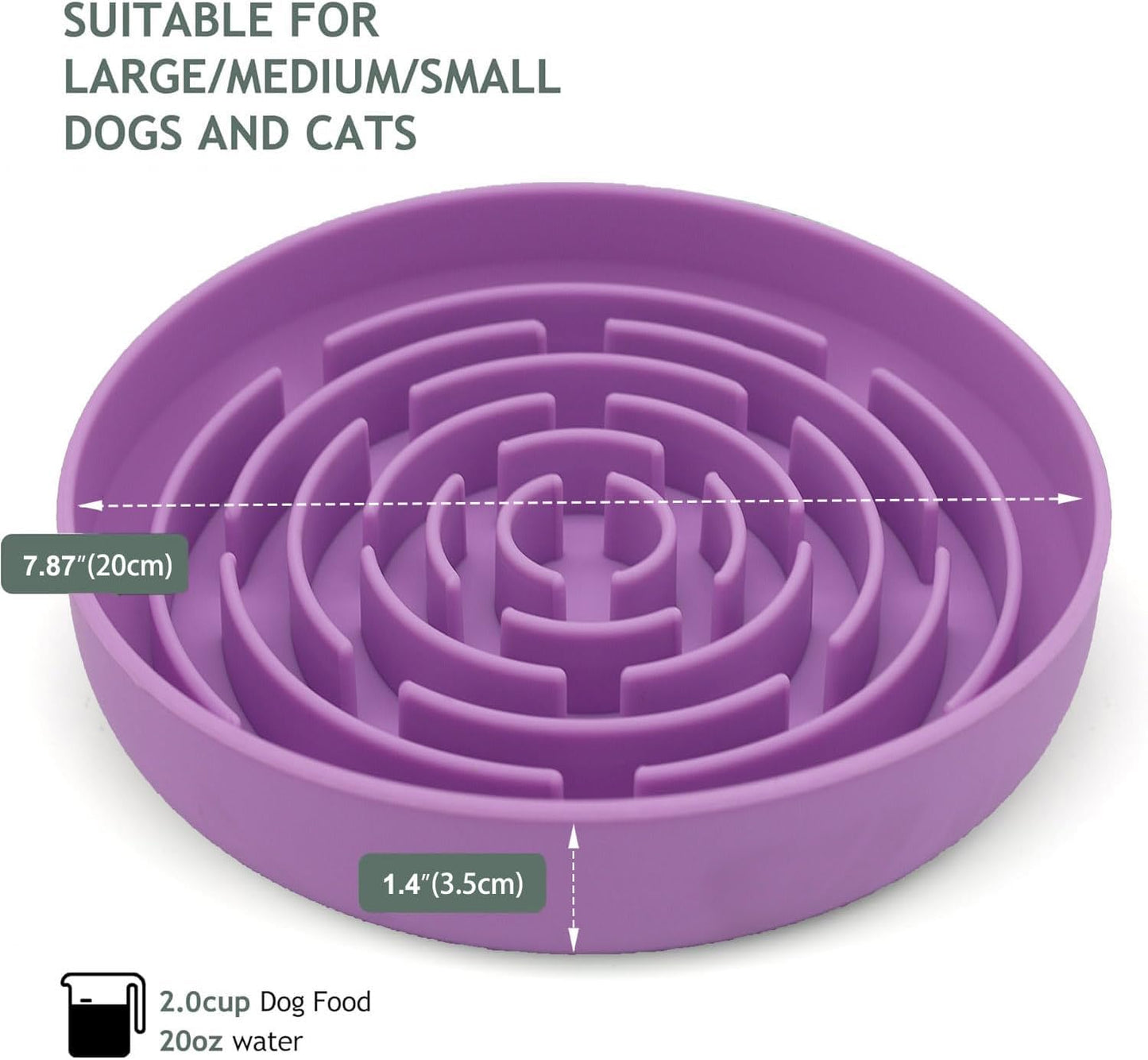 Slow Feeder Dog Bowls, Interactive Silicone Dog Feeding Bowls for Dogs & Cats, Slow Feeder Non-Slip with Suction Cups, Anti-Choking, Non BPA, Reduces Boredom, Anxiety, Dishwasher Microwave Safe