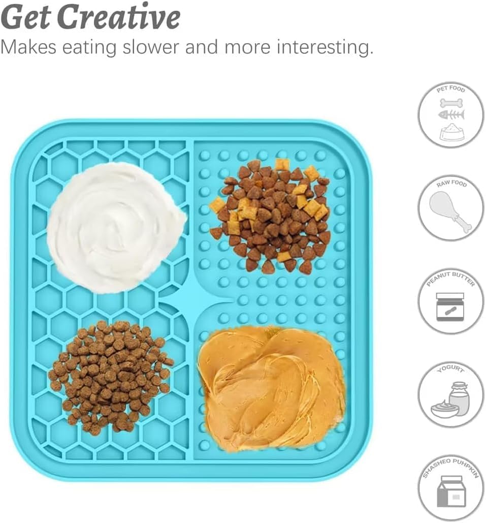 MateeyLife Lick Mat for Dogs & Cats with Suction Cups, 2PCS Slow Feeder Bowls, Small Lick Mat for Anxiety Relief, Dog Toys to Keep Them Busy, Enrichment Toys for Bathing, Cat Licking Pad for Boredom