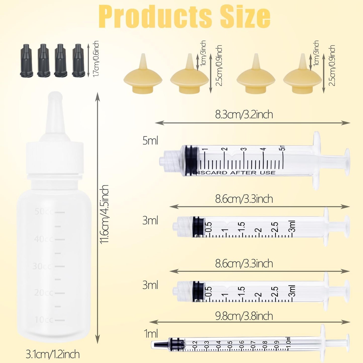 Mini Pet Feeding Bottle and Syringes with Nipples for Small Cat Dog Animals,Kittens, Puppies, Rabbits, Small Animals, Squirrel (Model 5)