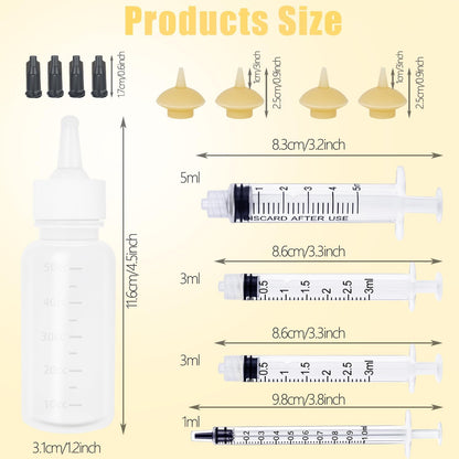Mini Pet Feeding Bottle and Syringes with Nipples for Small Cat Dog Animals,Kittens, Puppies, Rabbits, Small Animals, Squirrel (Model 5)