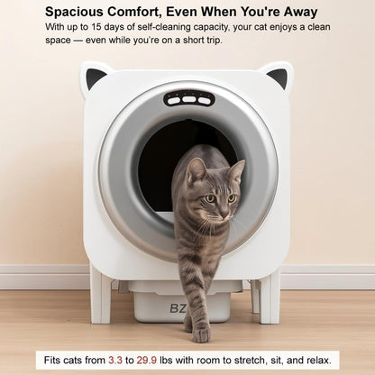 Self Cleaning Litter-Box for Multiple Cats with 76L Large Capacity,Automatic Litter Box with App Control and Safety Sensors Protection (Black)