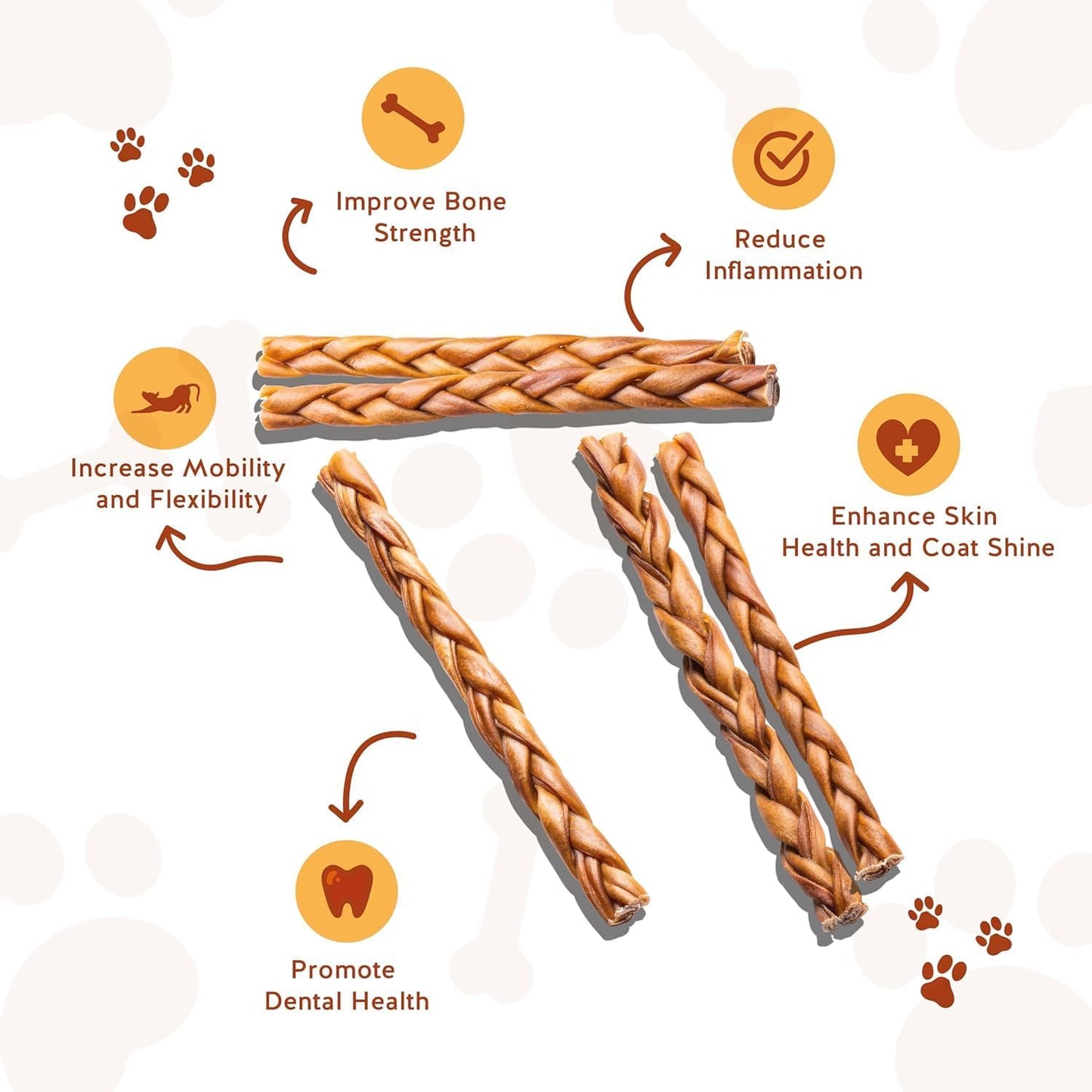 Jack&Pup 12" Braided Beef Collagen Sticks for Dogs - Rawhide Free Dog Chews Long Lasting Collagen Chews for Dogs - Bully Sticks Alternative (1 Pack)
