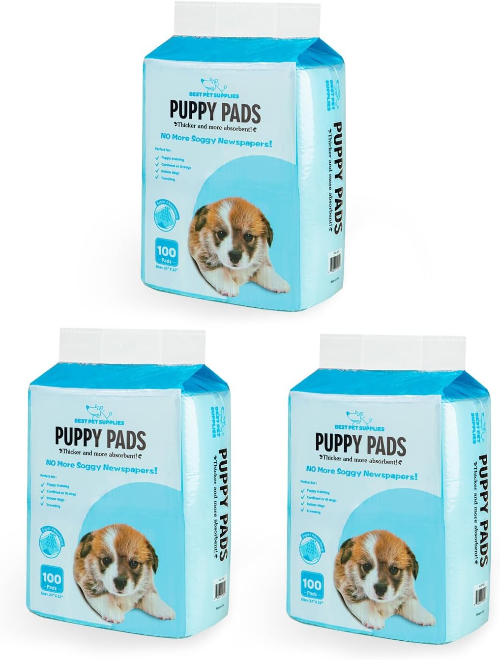 Best Pet Supplies Puppy Pads (22.5 x 22 Inches) - Disposable, Dog Training Potty, Super Absorbent Baby Blue Puppy Pee Pads for Dogs (300 Count)
