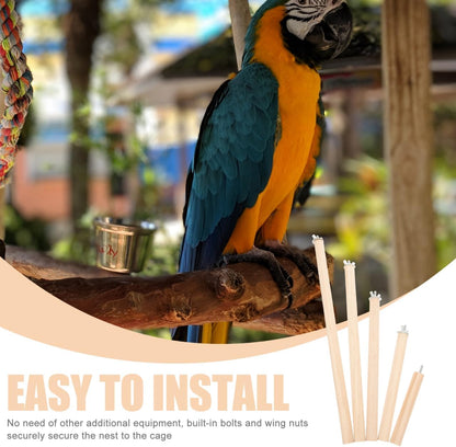 DECHOUS 5Pcs Wooden Bird Perches Parrot Stand Branches Natural Wood Pet Bird Cage Wooden Hanging Perch Platform Hammock Swing Toys Parakeet Cockatiel Stand Accessories