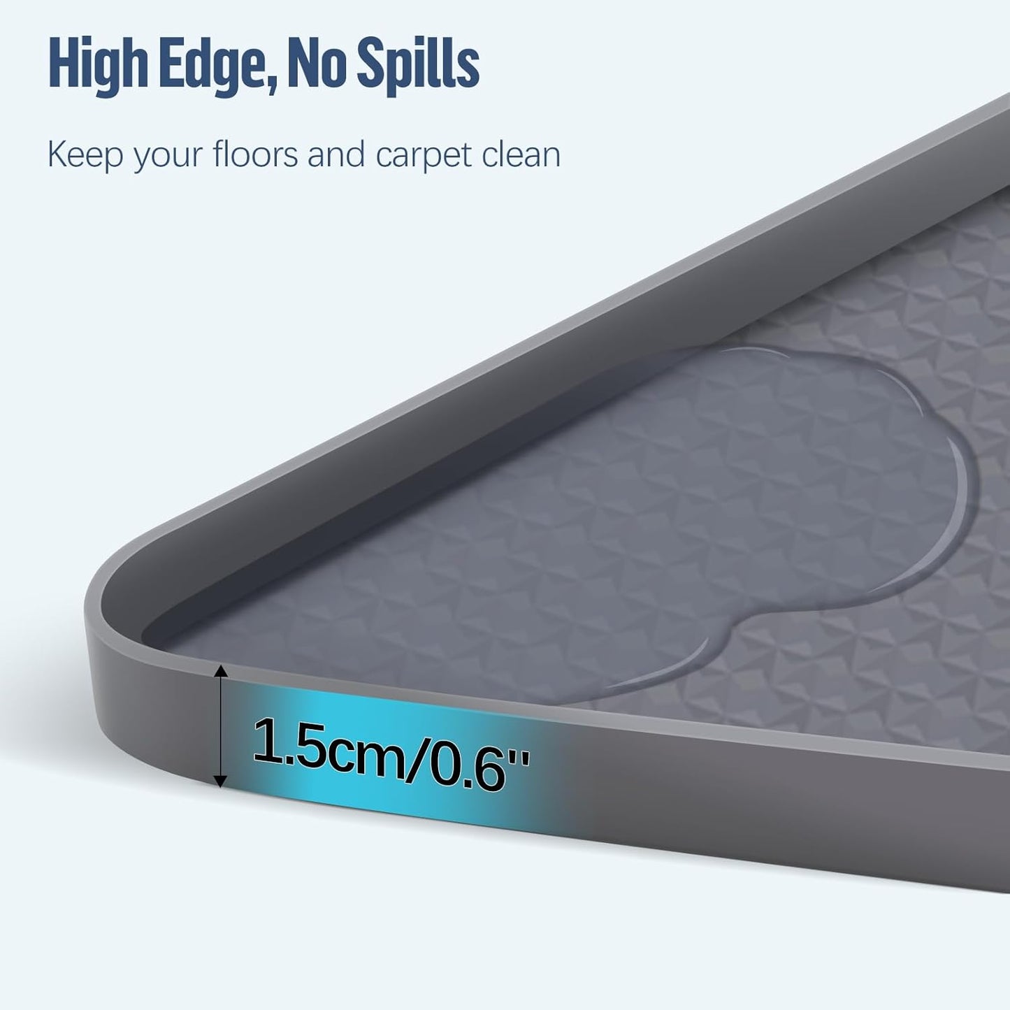 Pee Pad Holder for Dogs, 51" x 25.6" Silicone Pee Tray Mat Leak-Proof, High Edge, No Spill Pet Pad Holder for Puppy, Cat, Rabbit, Training Pads for Floor Protection, No Pee Pads (Grey)