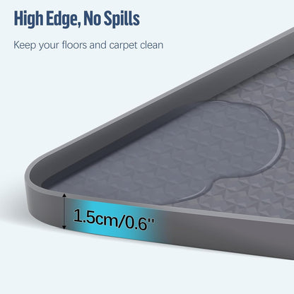 Pee Pad Holder for Dogs, 51" x 25.6" Silicone Pee Tray Mat Leak-Proof, High Edge, No Spill Pet Pad Holder for Puppy, Cat, Rabbit, Training Pads for Floor Protection, No Pee Pads (Grey)