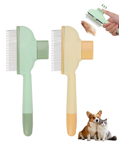 2PCS Self Cleaning Pet Flea Comb Grooming Brush, Fine Tooth Cat Knot Removal Comb for Indoor Cats