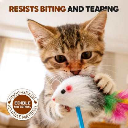 Interactive Mice Tumbler Cat Toy, 2026 New Automatic Wobbling & Rolling Interactive Toy for Indoor Cats Dog, Floppy Cat Toy Fun Play to Cure Boredom (Short Feathers-red)