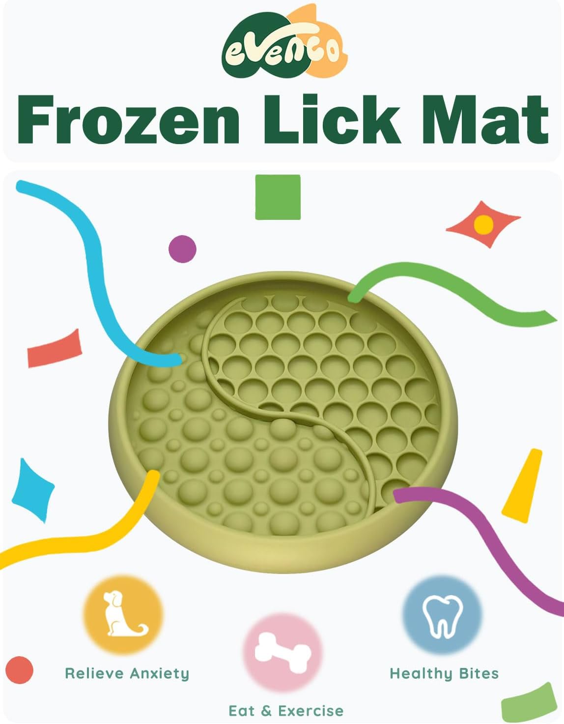 Slow Feeder Bowl Bundle: Green Frozen Lick Mat (6.0" x 1.0") + Green Starry Sky Feeder (5.3" x 3.7"), Freeze-Friendly Lick Bowl with Suction Cups for Enrichment and Anxiety Relief
