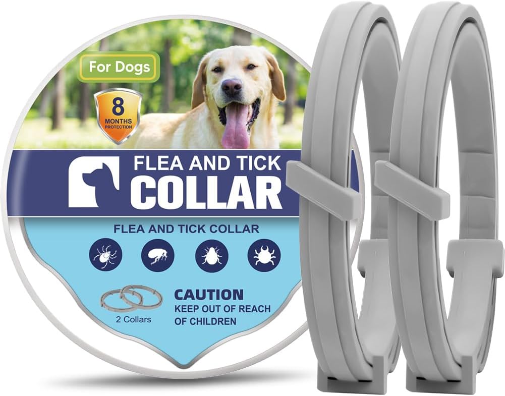Flea Collars for Dogs Large, Tick Collar for Dogs, Flea Dog Collar, Adjustable for Medium & Big Breeds,Gentle and Safe for Daily Use,8 Months of Continuous Use-2P