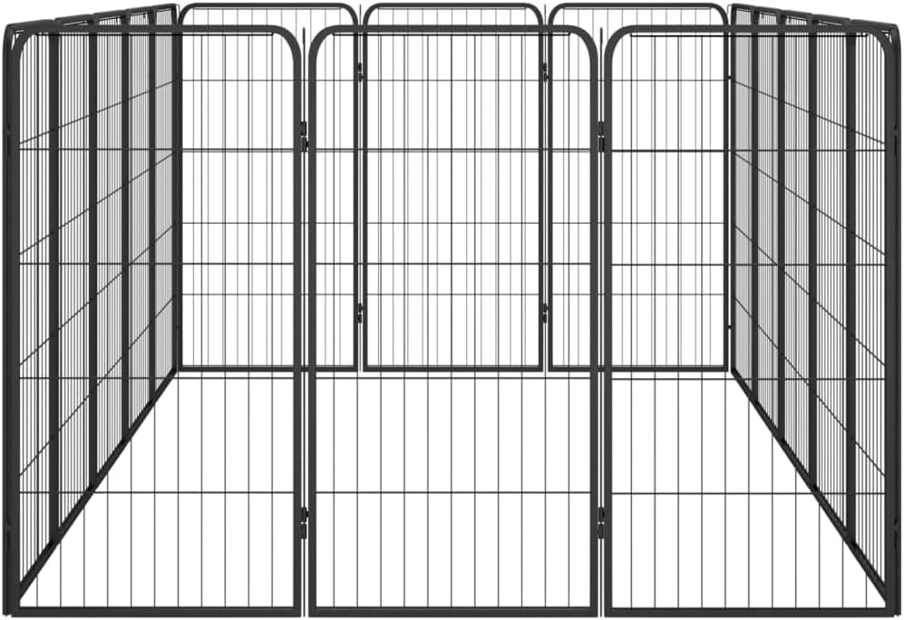 LUMILAND Sturdy 16-Panel Dog Playpen for Safe Outdoor Play, Adjustable Size, Powder-Coated Steel, Black