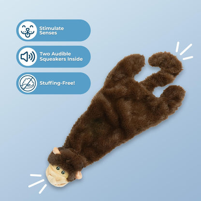 Best Pet Supplies 2-in-1 Stuffless Squeaky Dog Toys with Soft, Durable Fabric for Small, Medium, and Large Pets, No Stuffing for Indoor Play, Holds a Plastic Bottle - Monkey, Squirrel, Large