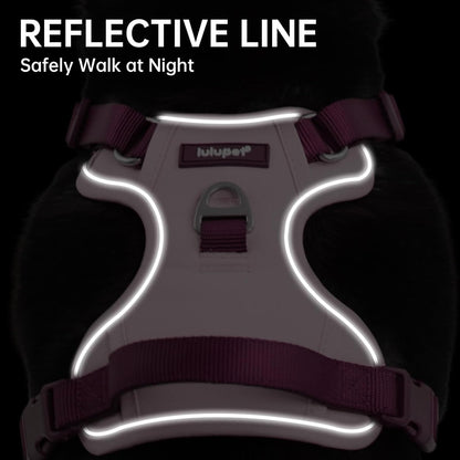 No Pull Dog Harness Leash and Collar Set, Soft Adjustable Dogs Vest Reflective and Comfortable Handle Pink Large