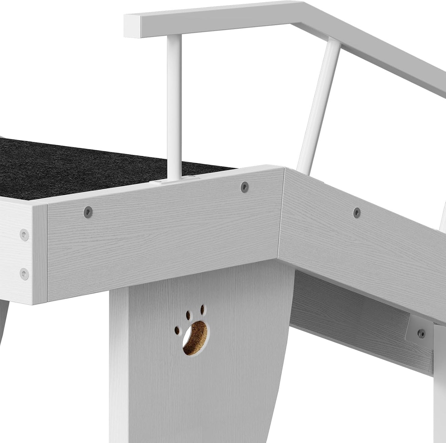 HOOBRO Dog Ramp for Bed, Large Wooden Pet Ramp for Dogs with Non-Slip Carpet Surface, Safety Rails, and Top Platform, 70.9" x 15.7" x 23.6", White and Black BW18PT03G1