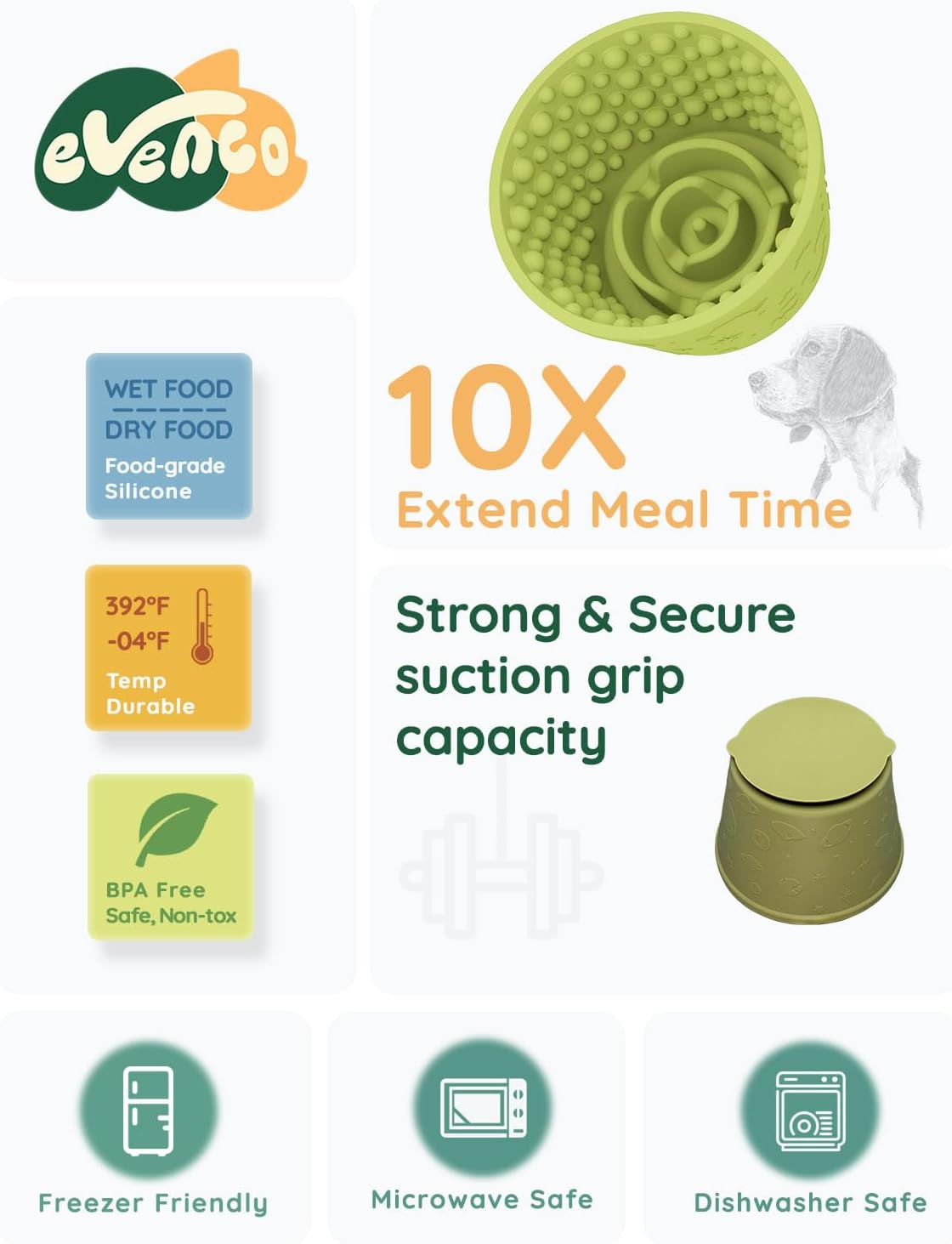 Slow Feeder Bowl Bundle: Brown 4in1 Licking mat (15.75" x 10.5" x 1.2") + Green Starry Sky Feeder (4.3" x 2.9"), Silicone Lick mat with Suction Cups for Slow Eating and Keep Busy