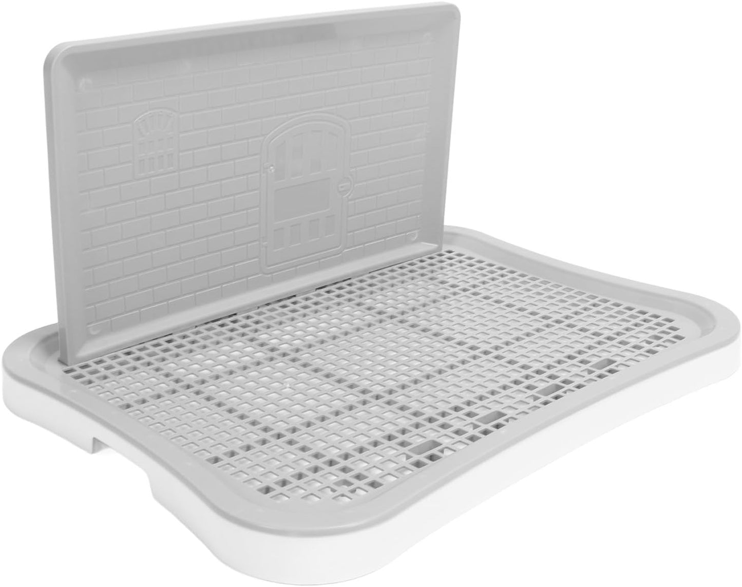 Dog Training Toilet with Wall Column, Removable Portable Puppy Mesh Training Potty, Plastic Dog Potty Tray for Large Small Medium Pets, Indoor Dog Litter Box with Chew De (White)