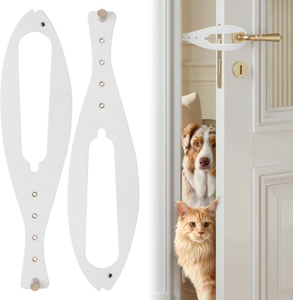 Cat Door Latch, 2 Pcs Cat Door Stopper Pet Door Latch to Keep Dog Out of Litter Box and Food, Door Prop for Cat with 5 Adjustable Size Strap 2.5-6" Wide, No Measuring, Easy to Install, White