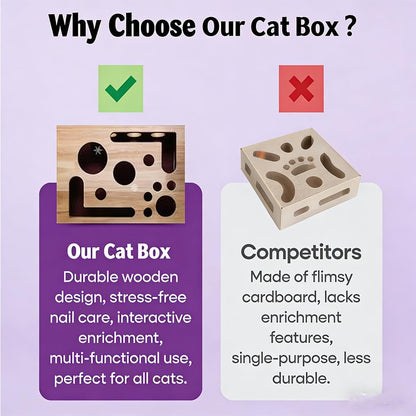2026 New Cat Scratch Puzzle Enrichment Box: Nail File Stress Free Alternative to Clippers and Grinders, Cat Nail File Enrichment Box with Sandpaper Inside Bell Ball for Indoor (2pcs-B)